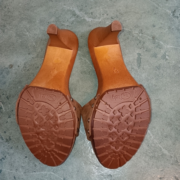 Kiara Shoes Italy Brown Suede Slides Sandals 7M NEW - Picture 7 of 10
